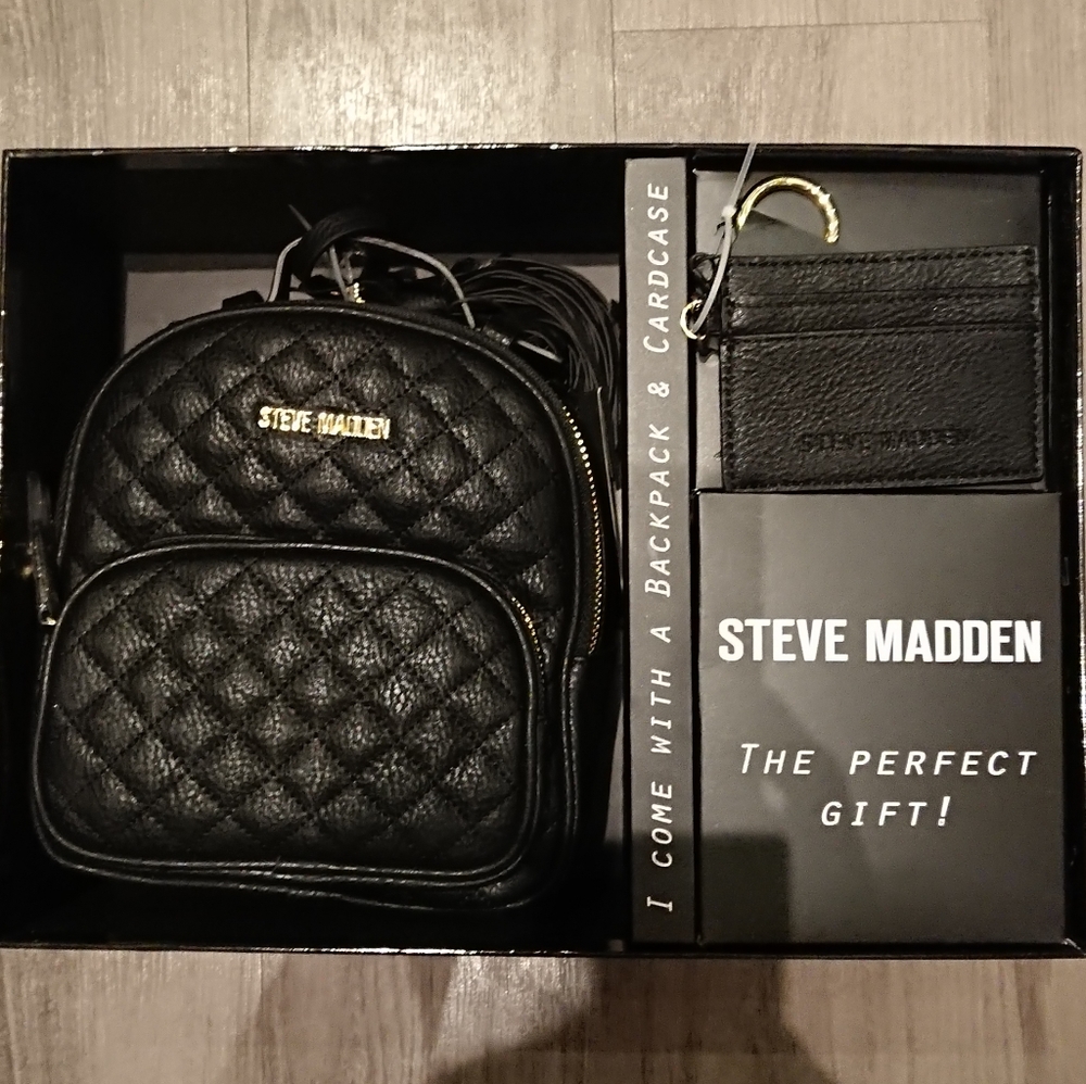Steve Madden Quilted Mini Backpack with Card Case